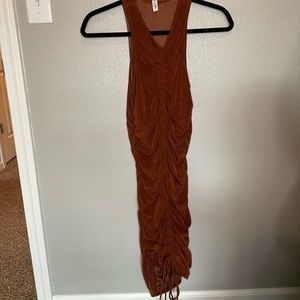 Orange Rust Ruched Dress